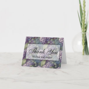 Elegant chic dammig lila boho vattenfärgad blommig tack kort