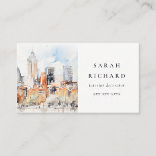 Elegant Chic Denver Colorado Skyline Watercolor Visitkort