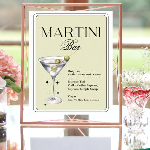 Elegant Chic Dirty Martini Pub Sign Poster