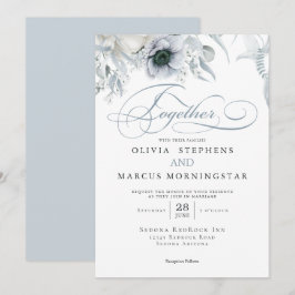 Elegant Chic Dusty Blue-Blommigt Inbjudningar