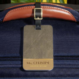 Elegant Chic, eget namn för läderbrun guld Bagagebricka