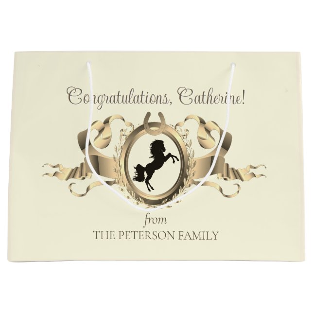 Elegant Chic Ekvestrian Ribbon Vapensköld Namn (Framsidan)