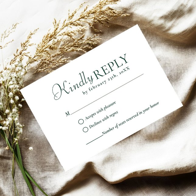 Elegant & Chic Emerald Green Green wedding RSVP Ca OSA Kort (Skapare uppladdad)