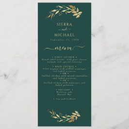 Elegant Chic Emerald Grönt Guld bröllopsmottagning Meny