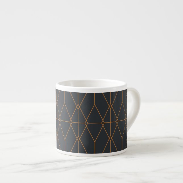 Elegant, chic, enkel, lyxig linjemönsterkonst espressomugg (Framsida höger)