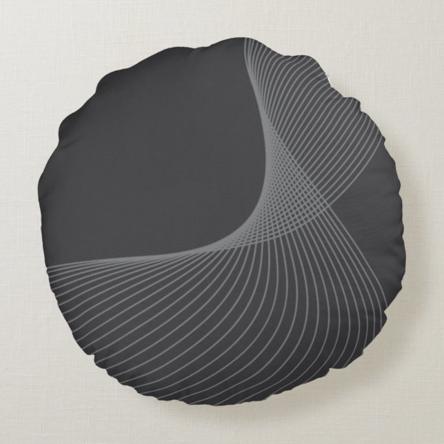 Elegant, chic, enkel, modern grafisk mönster-konst rund kudde (Baksidan)