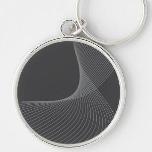 Elegant, chic, enkel, modern grafisk mönster-konst rund silverfärgad nyckelring