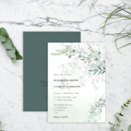 Elegant Chic Eucalyptus Botaniskt QR- kod Bröllop Inbjudningar
