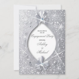 elegant chic exklusiv silverglitter diamantbåge inbjudningar