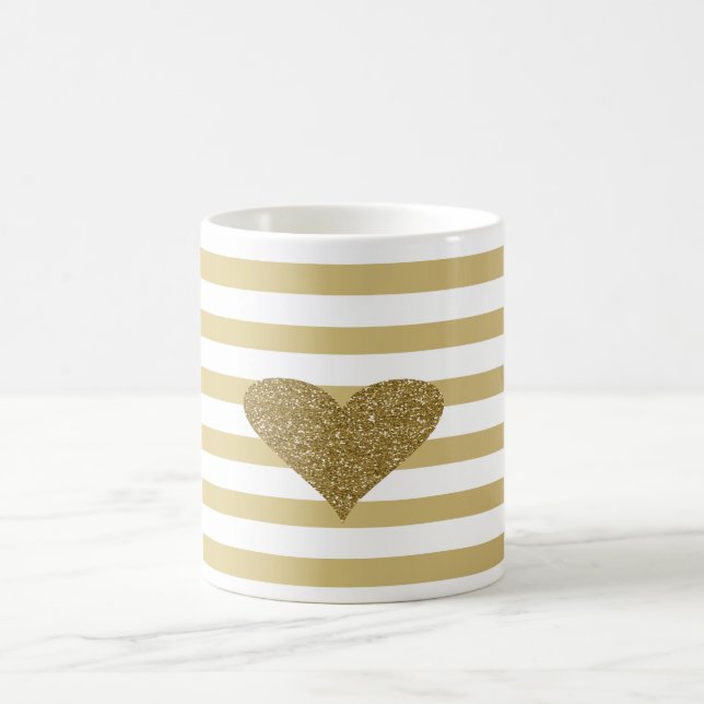 Elegant Chic Falskt Guld Glittrande Hj&aumlrta P&a Kaffemugg (Center)