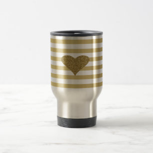 Elegant Chic Falskt Guld Glittrande Hjärtan På Rän Resemugg
