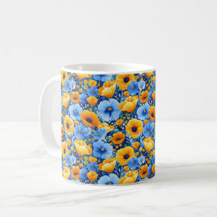 Elegant Chic Färgglada Stylish Moderna Blommor Kaffemugg