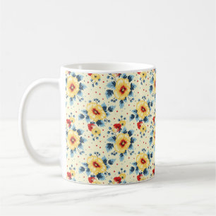 Elegant Chic Färgglada Stylish Moderna Blommor Kaffemugg
