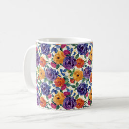 Elegant Chic Färgglada Stylish Moderna Rosor Kaffemugg