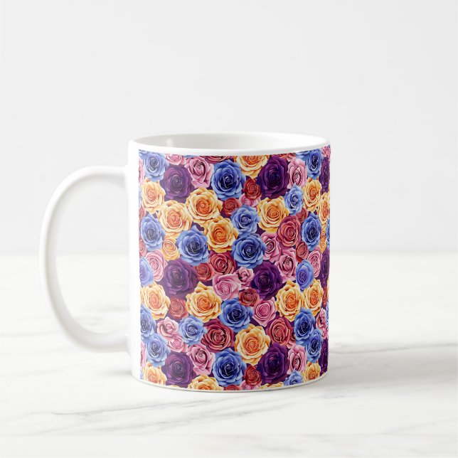Elegant Chic Färgglada Stylish Moderna Rosor Kaffemugg (Vänster)