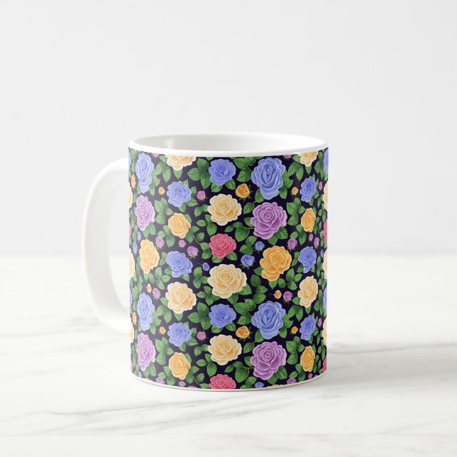 Elegant Chic Färgrik Stilren Modern Rosa Kaffemugg (Framsida vänster)