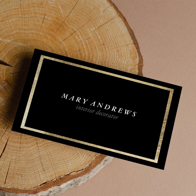 Elegant chic faux foil guld blankt lyx visitkort (Elegant chic faux foil gold plain black luxury business card )