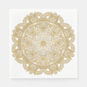 Elegant Chic Faux Guld Mandala Flower Mönster Pappersservett