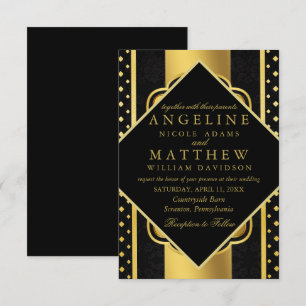 Elegant chic faux guld, modern Gatsby Bröllop Inbjudningar