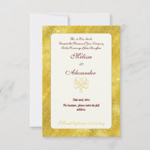 Elegant chic faux guld personligt bröllp inbjudningar