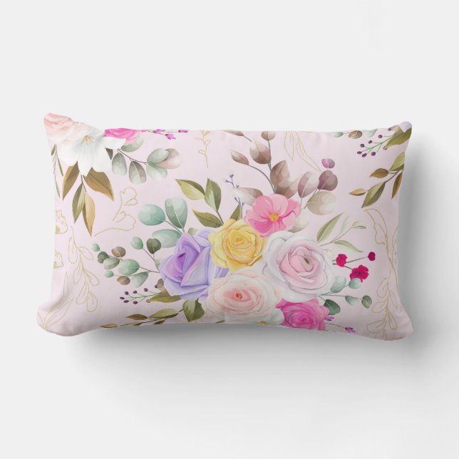 Elegant chic floral lumbarkudde (Framsida)