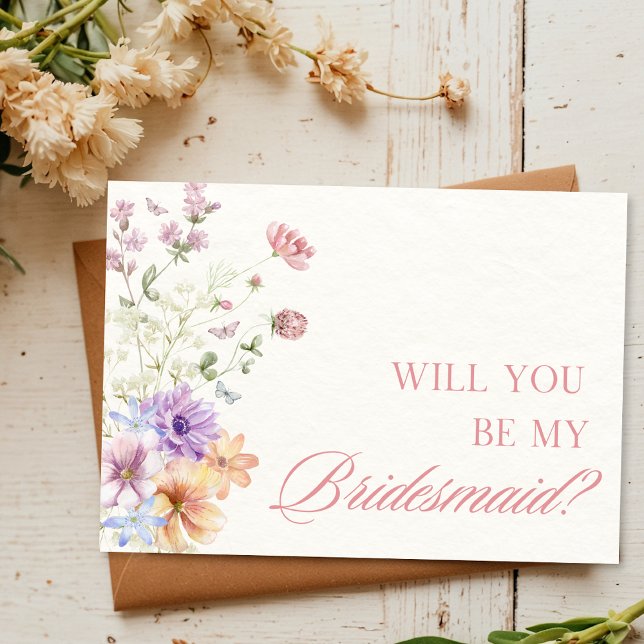 Elegant Chic för Blommigt av vattenfärg Bridesmaid Kort (Skapare uppladdad)