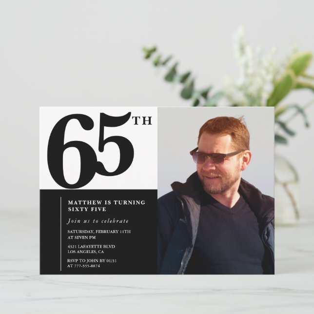 Elegant-Chic för inbjudningar till svarta 65ar (Stående Fram)