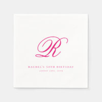 Elegant Chic Första Shock rosa Födelsedag Napkins