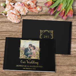 Elegant chic fotofolie av guld med ram i bröllop