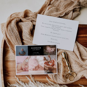 Elegant Chic Fotokollage Bebis Annonskort Inbjudningar