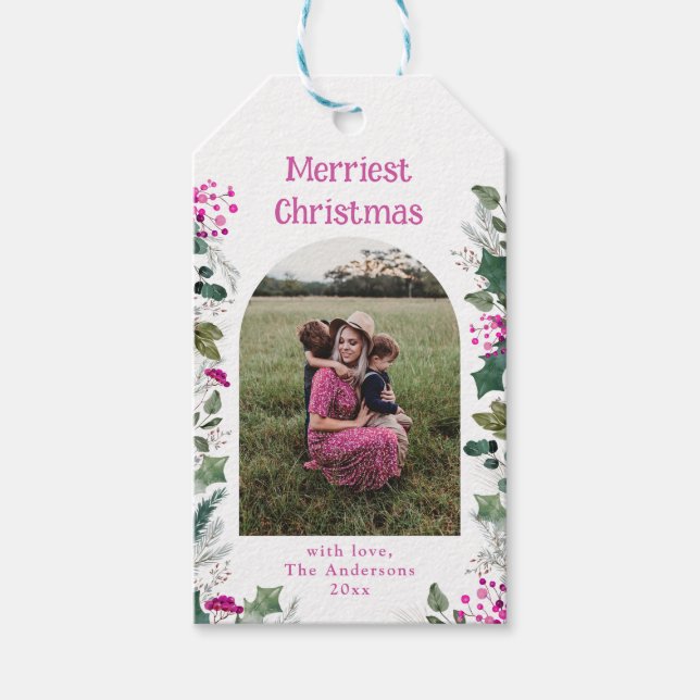 Elegant Chic Fotomerest Juletiketter Presentetikett (Framsidan)
