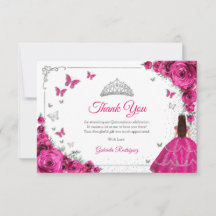 Elegant Chic Fuchsia Rosa Rosor Silver Quinceanera