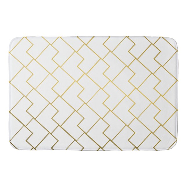 Elegant Chic Geometric Guld White Badrumsmatta (Framsidan)