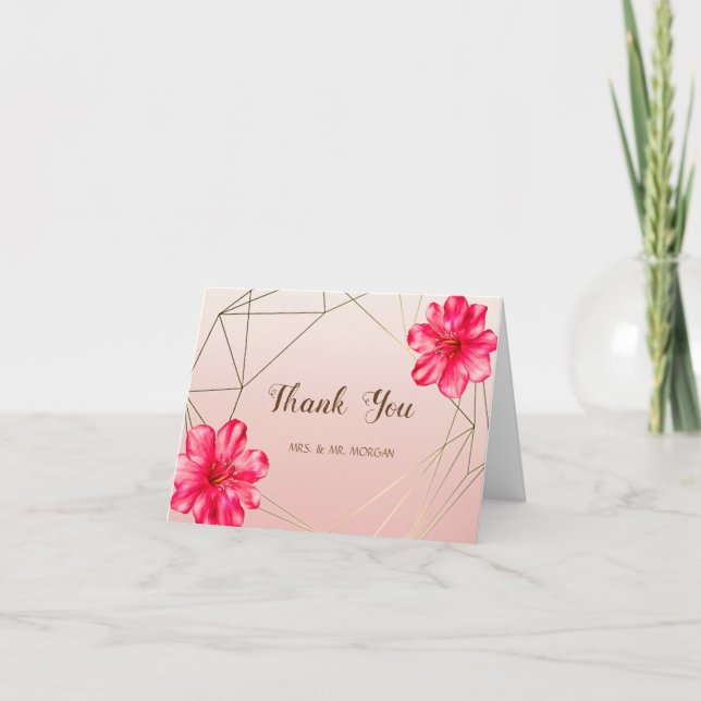 Elegant Chic Geometrisk, Hibiskus Tack Kort (Framsida)