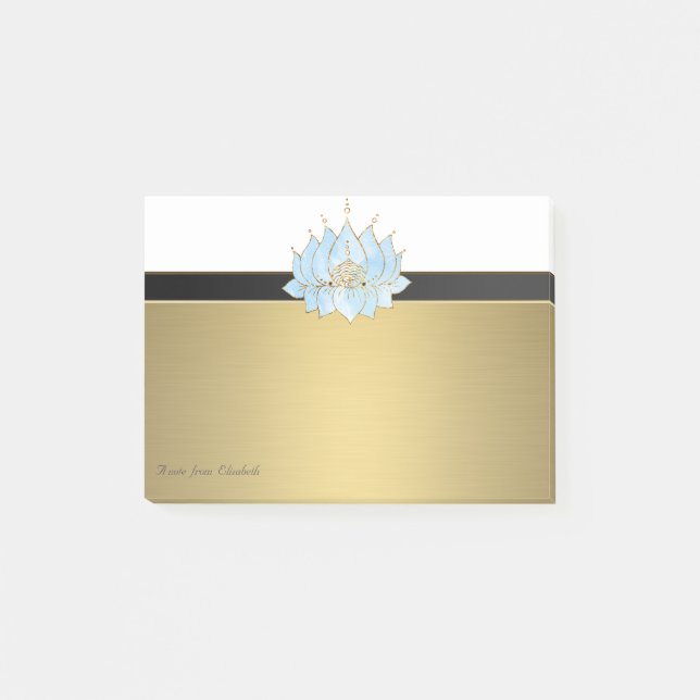 Elegant Chic Girly Faux Guld Lotus Post-it Block (Framsida)