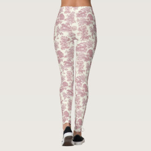 Elegant Chic Girly Rosa Horses Toile Leggings