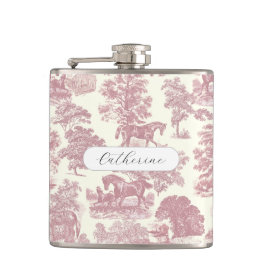 Elegant Chic Girly Rosa Horses Toile Namn Fickplunta