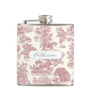 Elegant Chic Girly Rosa Horses Toile Namn Fickplunta