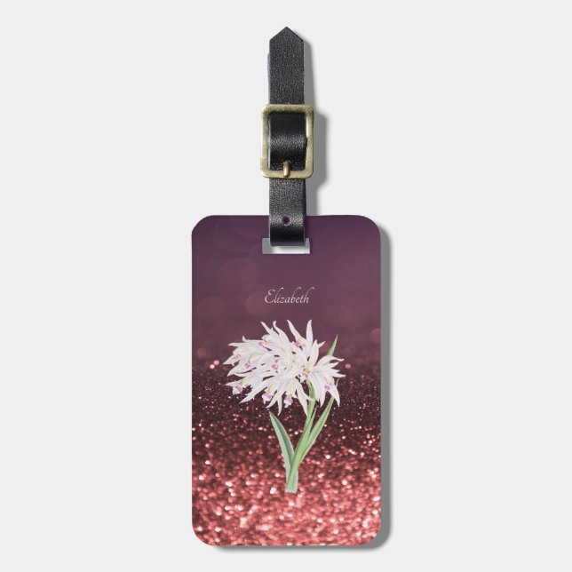 Elegant Chic Glitter bokeh Ombre, Flower Bagagebricka (Vertikal Framsida)