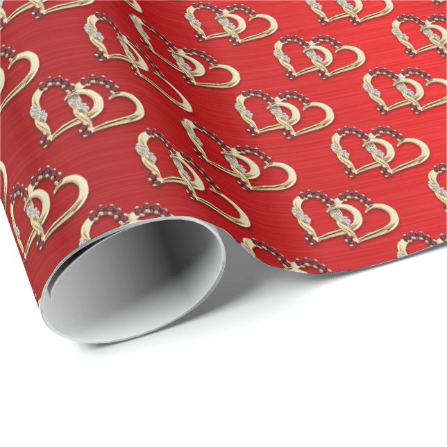 Elegant Chic Glossy Älskare Heart Wrapping Papper Presentpapper (Rullad Hörn)