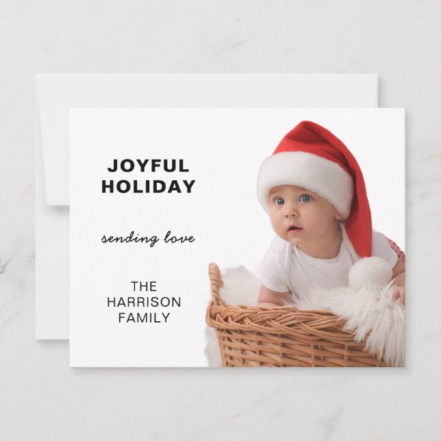 Elegant Chic “God Jul” Fotohälsning Julkort (Framsida)