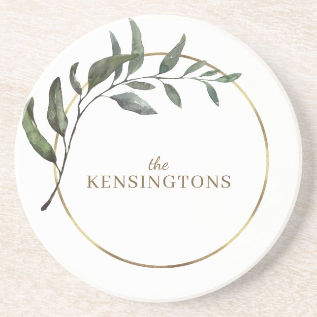 Elegant Chic Gold Foil Eucalyptus Greenery Underlägg (Framsidan)