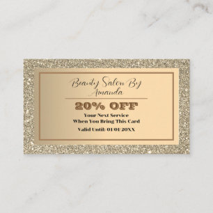 Elegant Chic Golden Foil Glittery Glamous Salon Rabattkort