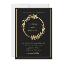 Elegant Chic Golden Foliage Black Bröllop