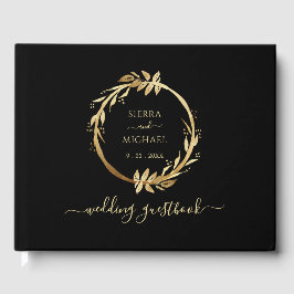 Elegant Chic Golden Foliage Utandning Bröllop Gästböcker