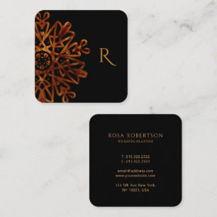 Elegant Chic Golden Ornamental Monogrammed monogra Fyrkantigt Visitkort