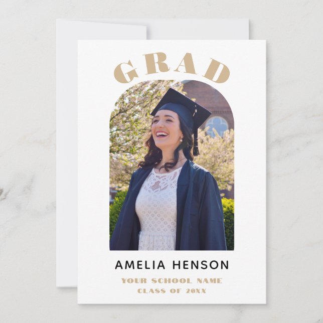 Elegant Chic Grad Photo Arch Studenten Inbjudningar (Framsida)