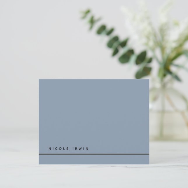 Elegant Chic Gräns Dusty Blue Modern Stationery Anteckningskort (Stående Fram)
