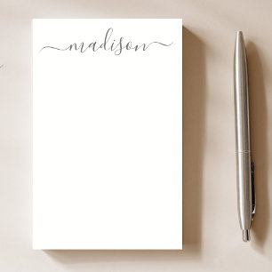 Elegant chic Grått Calligraphy Script Namn Teacher Post-it Block