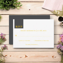 Elegant Chic Grått Guld Monogram Modern Bröllop OSA Kort